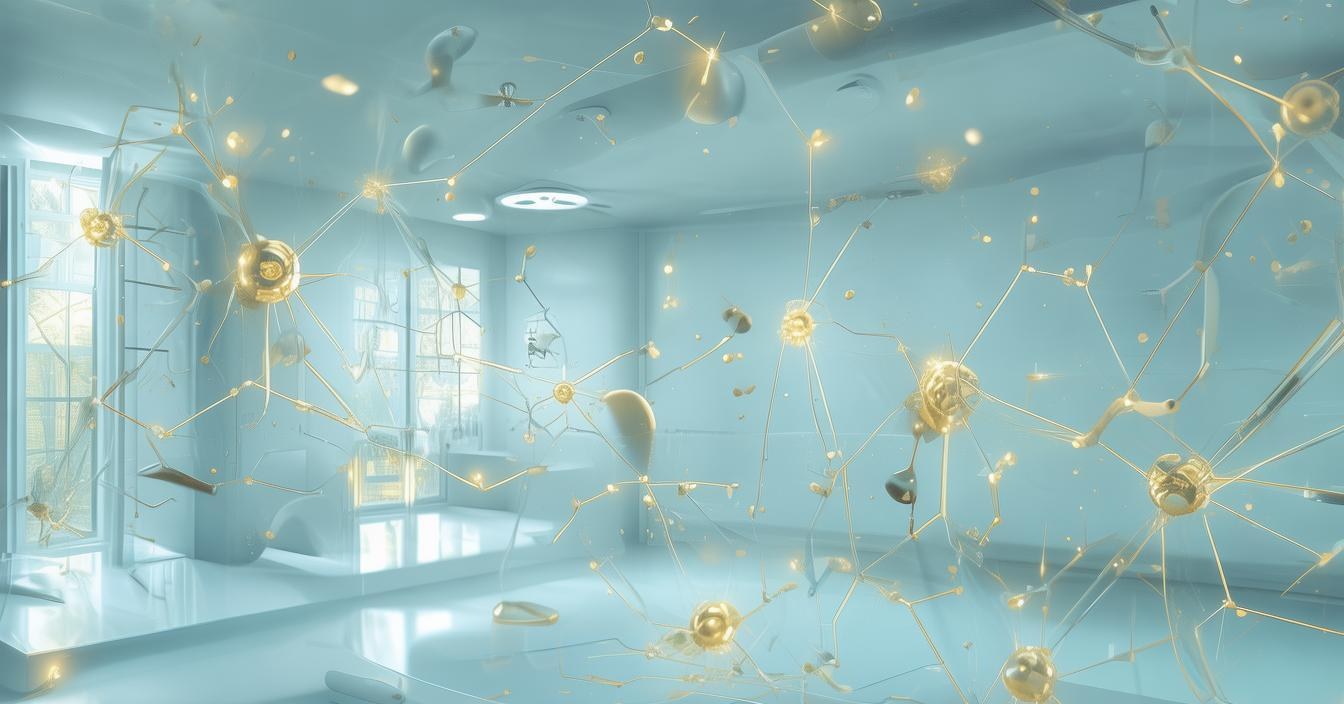 Futuristic clinic illustration with neural networks and medical icons